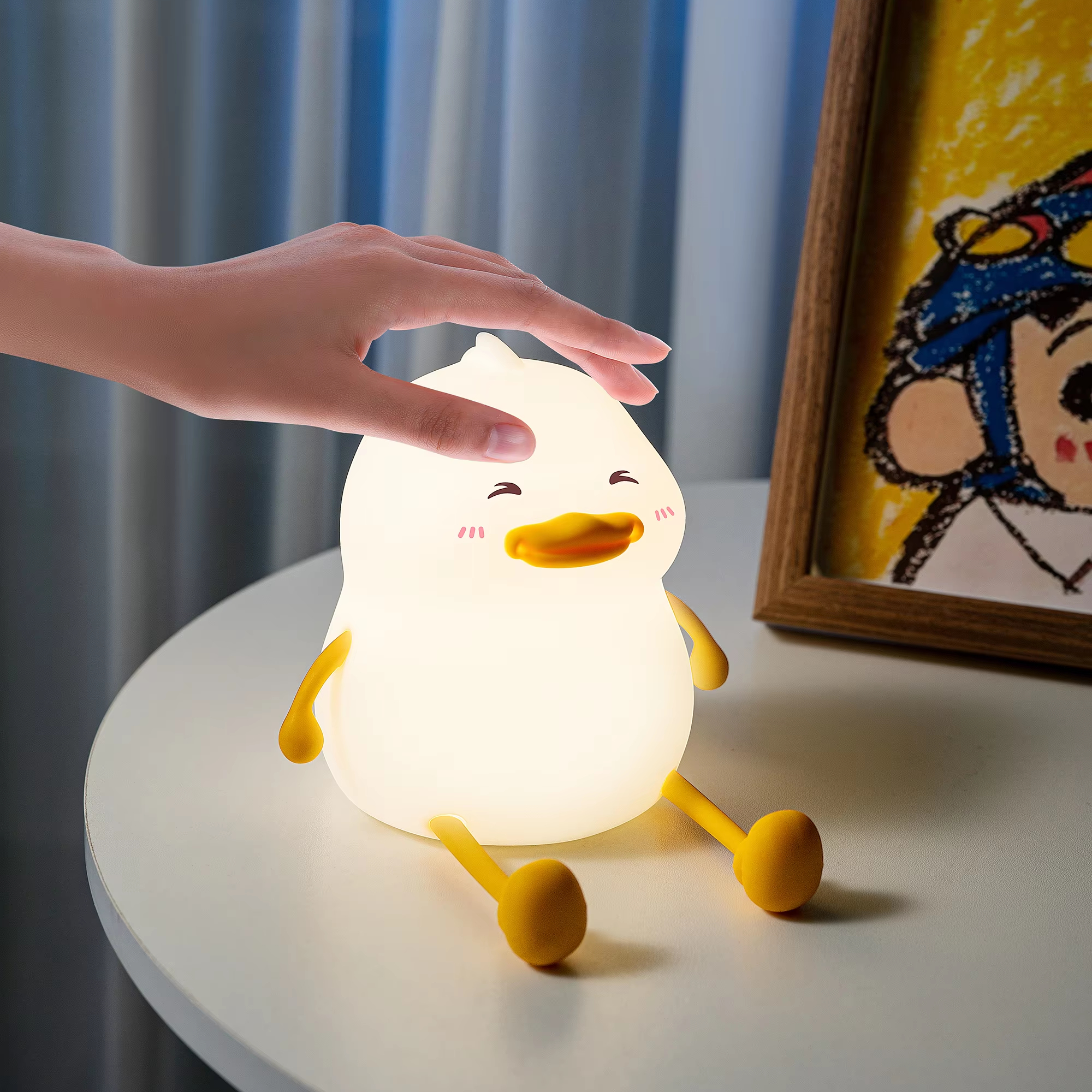 Cute Mini Duck Fat Night Light Modern Minimalist LED Silicone Lamp for Kids' Bedroom Rechargeable 5V USB Power Source Home Use