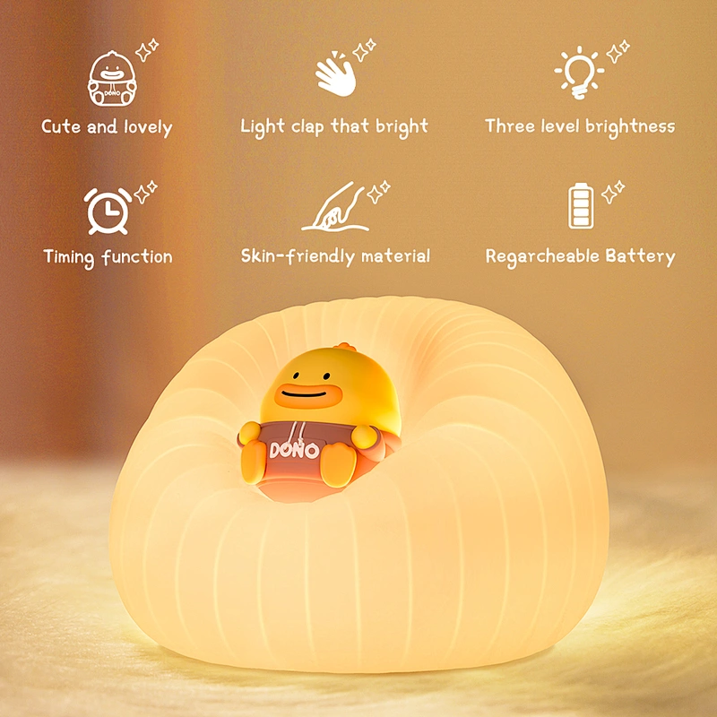 ICARER FAMILY Night Light 1200mAh Silicone Cartoon Lamp Rechargeable Patting Light Children Nightlight Kid Bedroom Decor Gifts