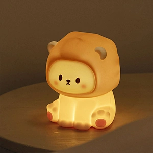 New Lion Night Light Children's Bedroom with Sleeping Night Light Charging Decompression Creative Gift Little Lion Silicone Lamp
