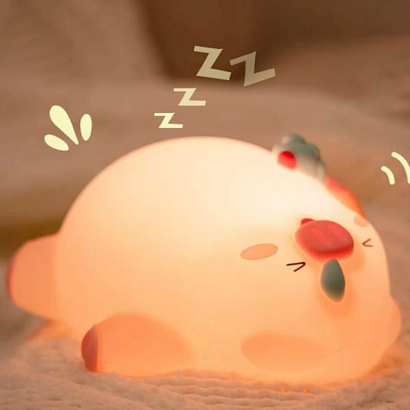 Silicone Night Light USB Rechargeable Battery Animal Design Bedside Table Lamp Baby Girls Sleep Living Room Warm Pig Light Home