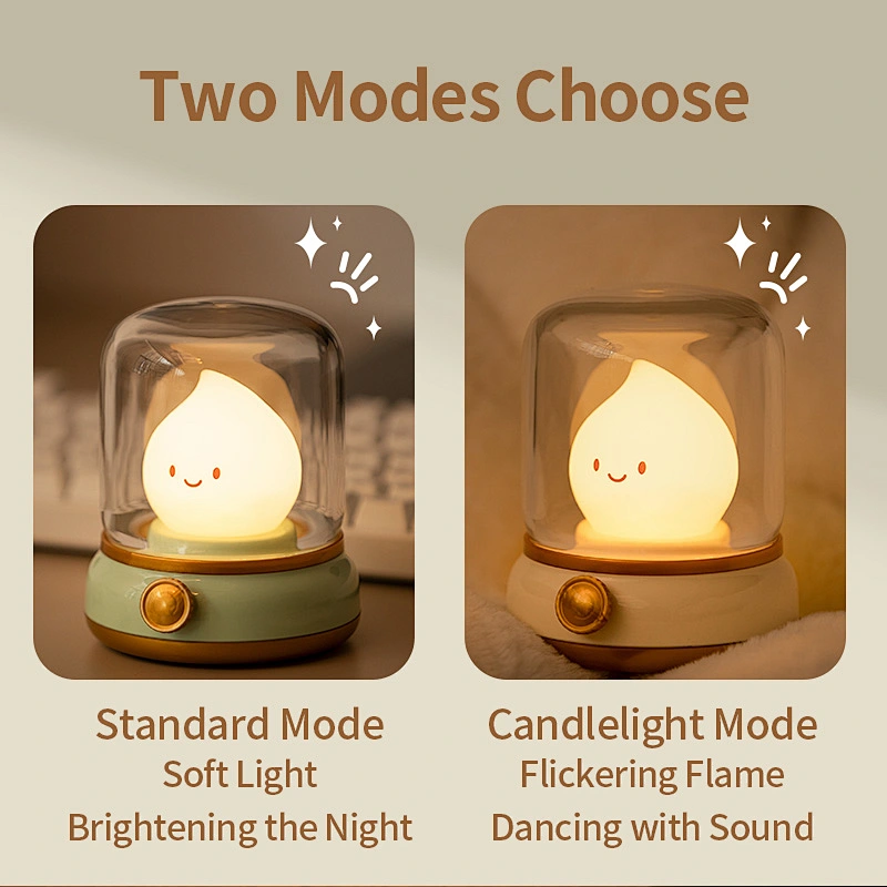ICARER FAMILY Modern Rechargeable LED Night Light Mini Vintage Kerosene Lamp Design with Silicone Material for Bedroom