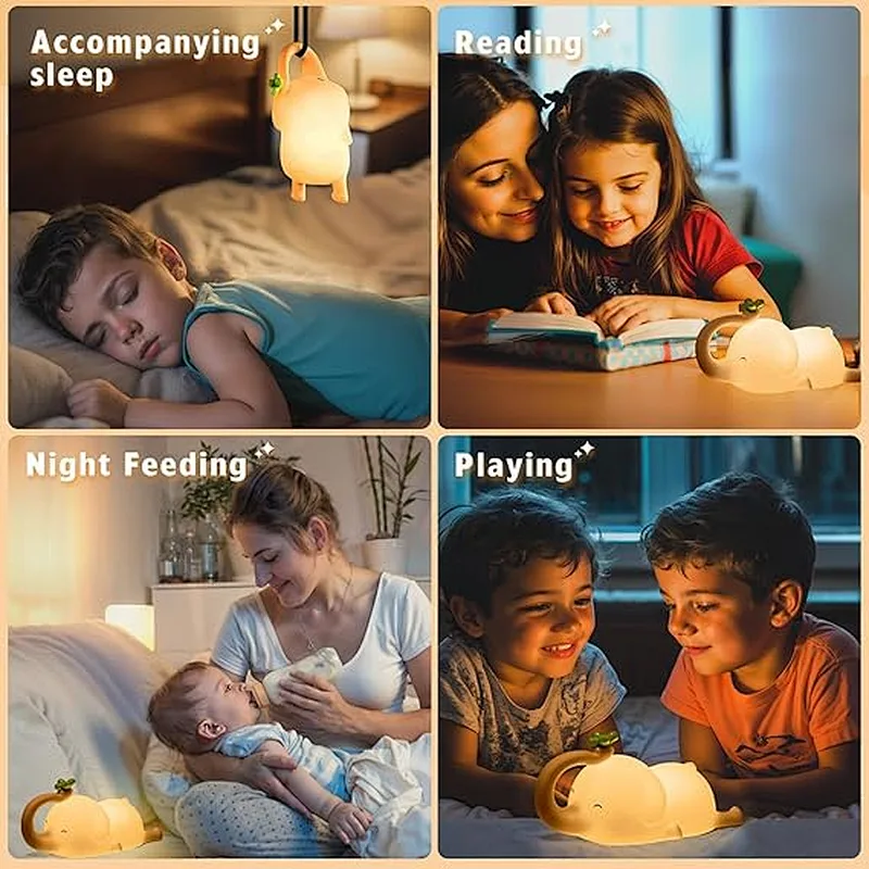 Soft Silicone Elephant Night Lamp with Tap Activation Children Night Light