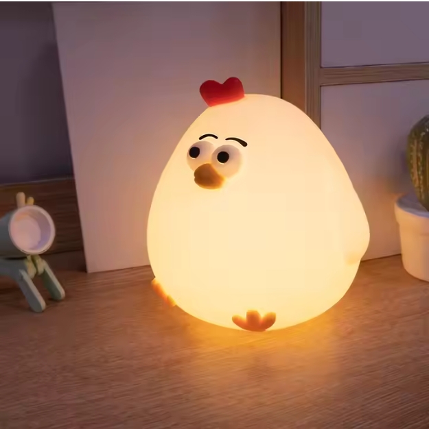 Kawaii Chicken Tap Dimmable Kids Desk LampTable Home Decor Bedside Animal Night Light for Children