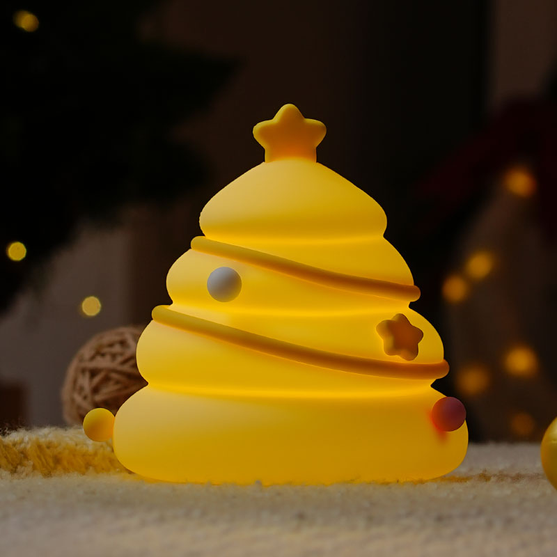 Factory Direct Sales Cute Christmas Tree LED Night Light Soft Silicone Mini Lamp for Kids' Sleep Home Use Christmas Gifts