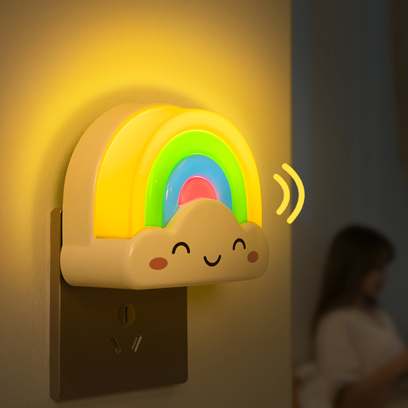 Rainbow LED Night Light Cute Mini Wall Lamp Silicone Material Minimalist Design for Home Use
