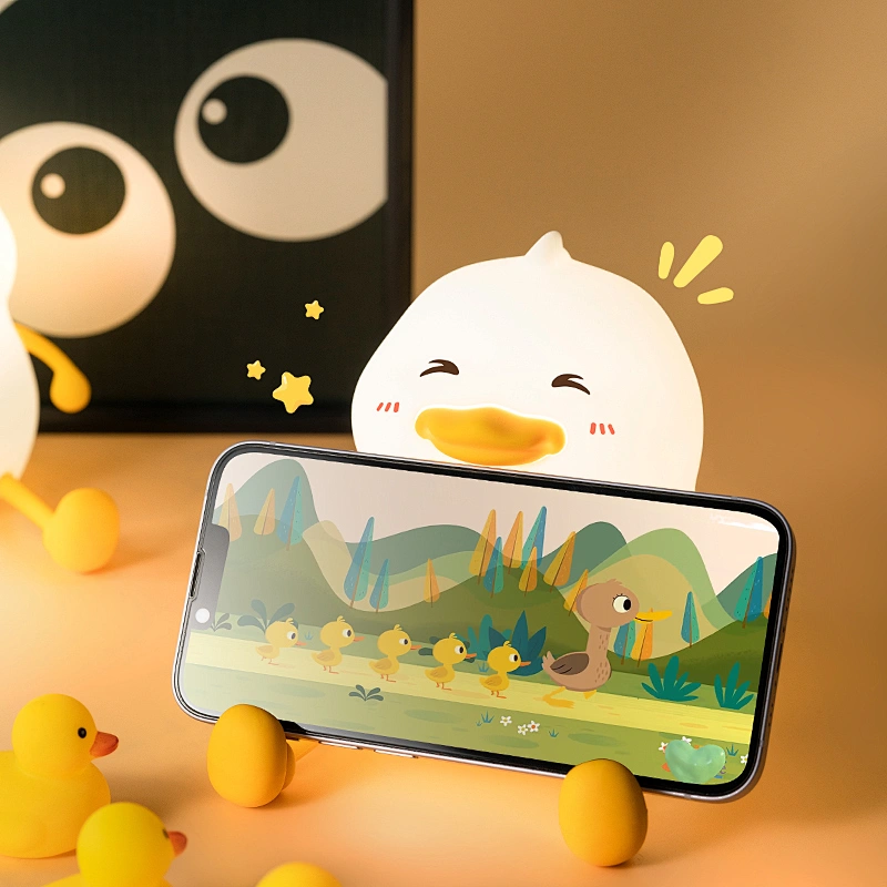 Cute Duck Design Led Night Light Silicone Cartoon Lamp Rechargeable Patting Light Children Nightlight Kid Bedroom Decor Gifts
