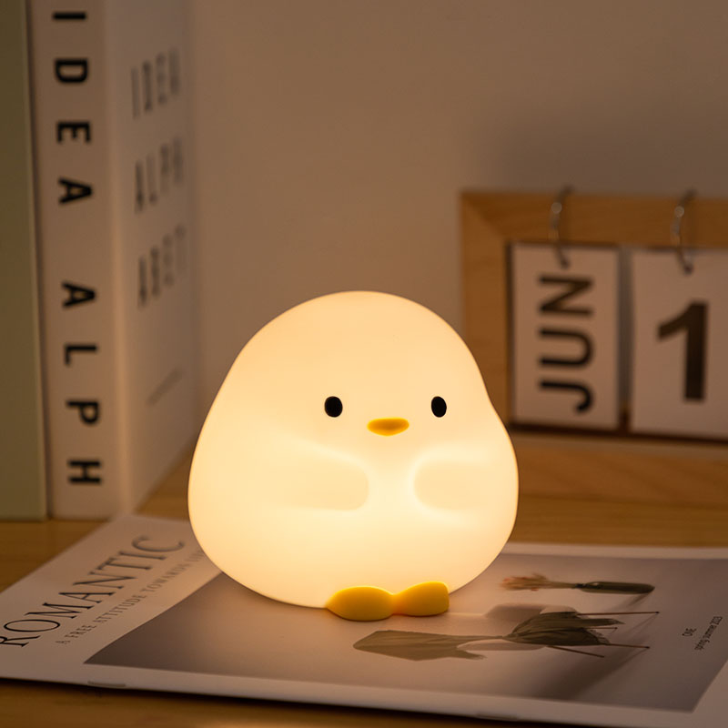 ICARER FAMILY Cute Animal Night Lamp Kids Nursery Silicone Duck Night Light