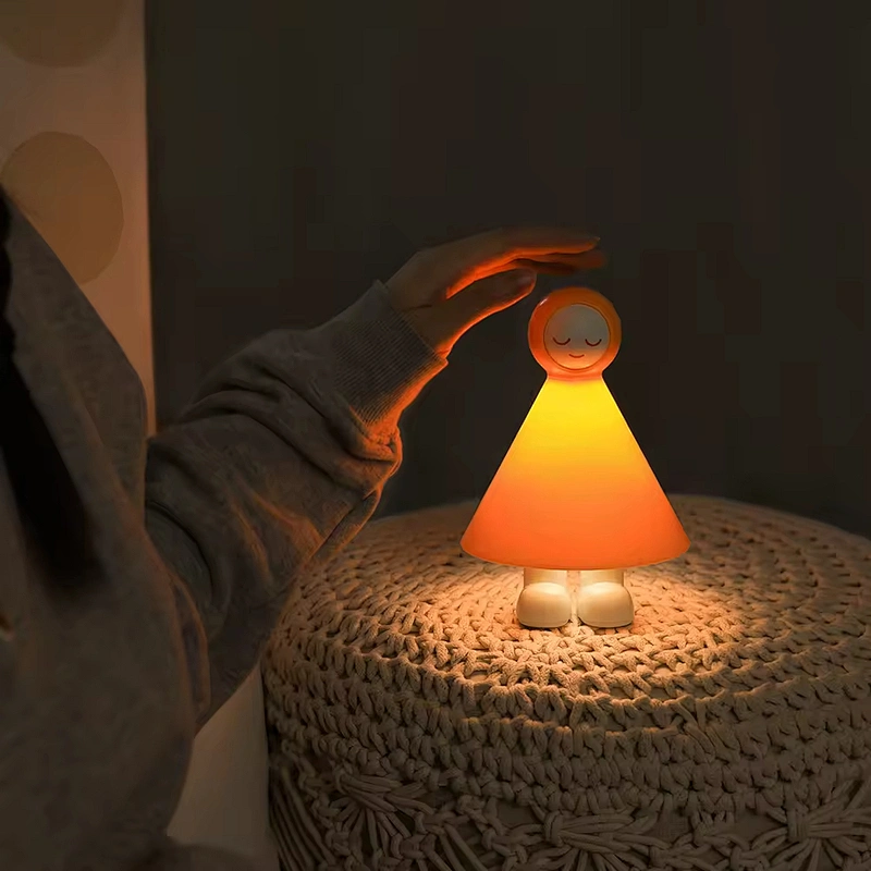 Modern Kawaii LED Bedside Night Light Lamp USB Rechargeable Warm Atmosphere Light for Bedroom and Home Touch Power Generation