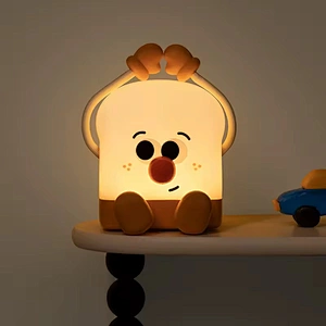 Cute Gift Silicone Cartoon Toast Anime Phone Holder Table Lamp Tap Dimmable Rechargeable Kids Night Light for Bedroom
