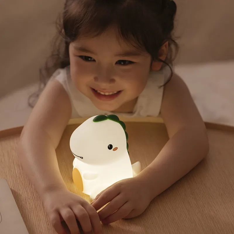 Cute Smart Night Light With Silicone Dinosaur Lamp with Soft LED USB Touch Sensor Night Light for Kids Bedroom