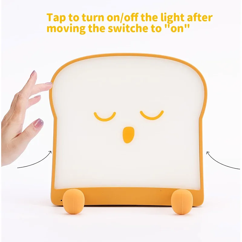 Home Lamp Decor Toast Shape Switch with Legs Phone Holder USB Mini Table Lamp for Kids Night Light Room Decoration