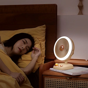 ICARER FAMILY Desk Fan USB-C Charging LED Light for Kids for Home Office Hotel Outdoor Car and Household Use Fan Table