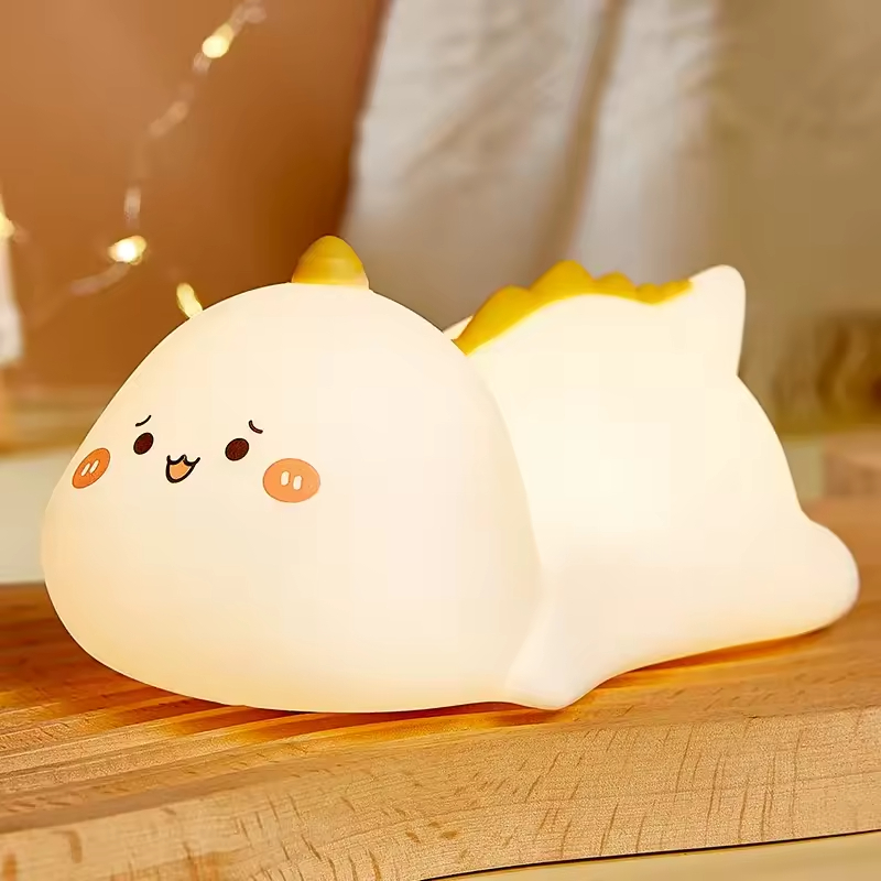 Soft Silicone Little Dinosaur Lamp Rechargeable Night Light for Nursery and Living Room