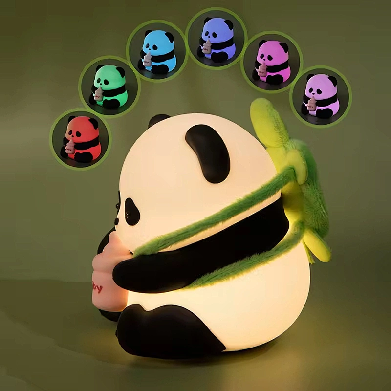 Modern Mini Panda Silicone Night Light with LED Rechargeable Touch Control & Remote Projecting for Kids Home Use