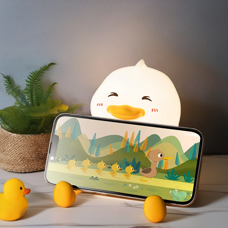Cute Birthday Gift Christmas Present Duck Tap Control Squeezed Toy Silicone Night Light Lamp for Bedroom Home Decor