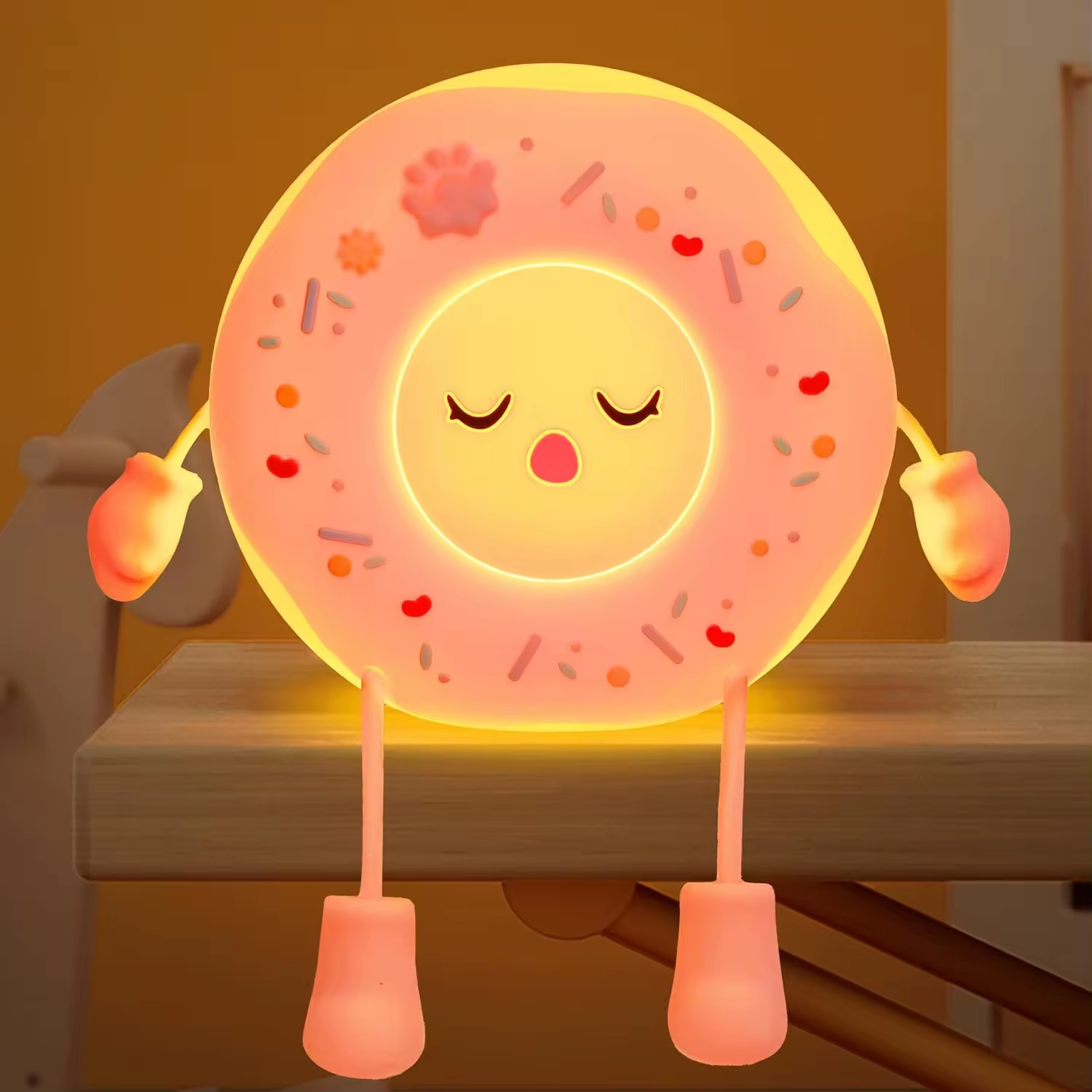 Donut Shape Kids Silicone Gift Bedroom Bedside Table Lamp Home Room Decoration Phone Holder Cute Children Night Light for Kids