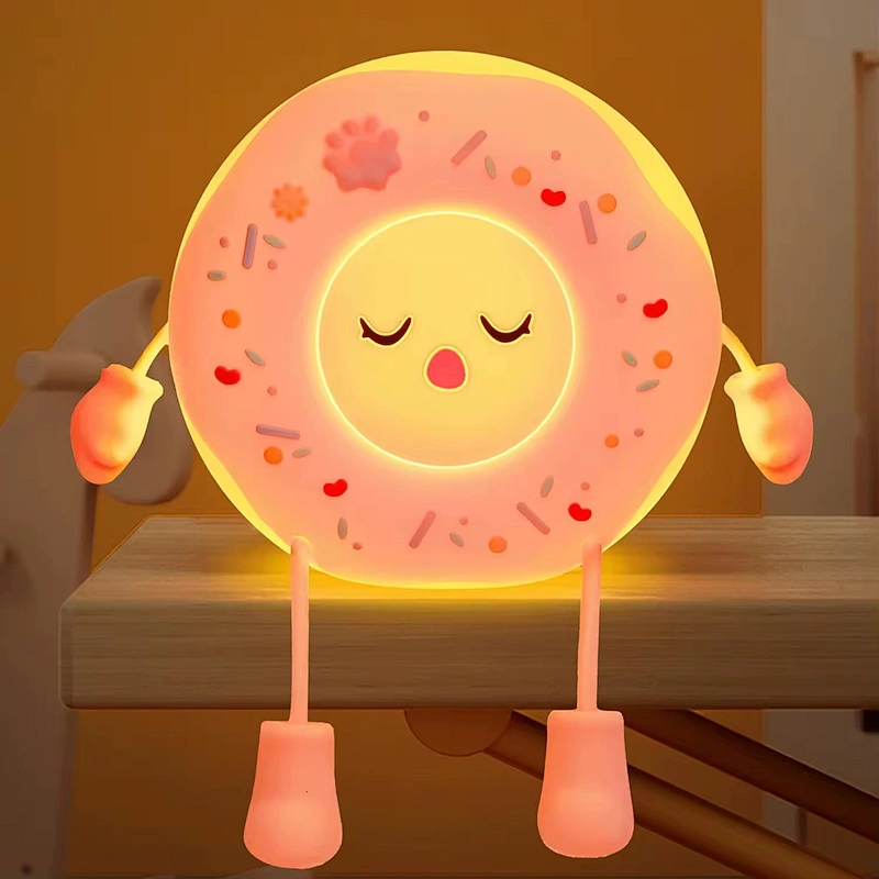 Donut Shape Kids Silicone Gift Bedroom Bedside Table Lamp Home Room Decoration Phone Holder Cute Children Night Light for Kids