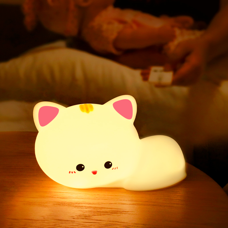 Cute Animal Cat Room Table Decor Lights and Lamp Cartoon Kids Room Rechargeable Led Lighting Lamp for Baby Children Home Decor