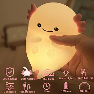 Touch Light Bedroom Light Lamp Dinosaur Pink Color Kids Cute Lamp Silicone Soft Safe Material