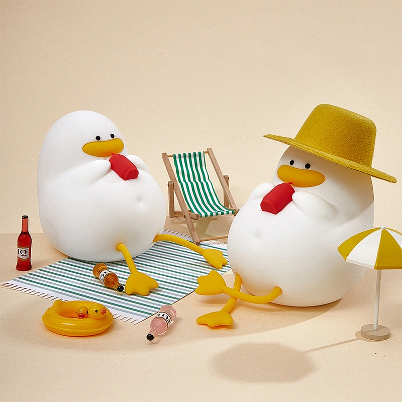USB Rechargeable LED Table Lamp Mini Squishy Baby Sleeping Animal Duck Silicone Night Light with Touch Sensor