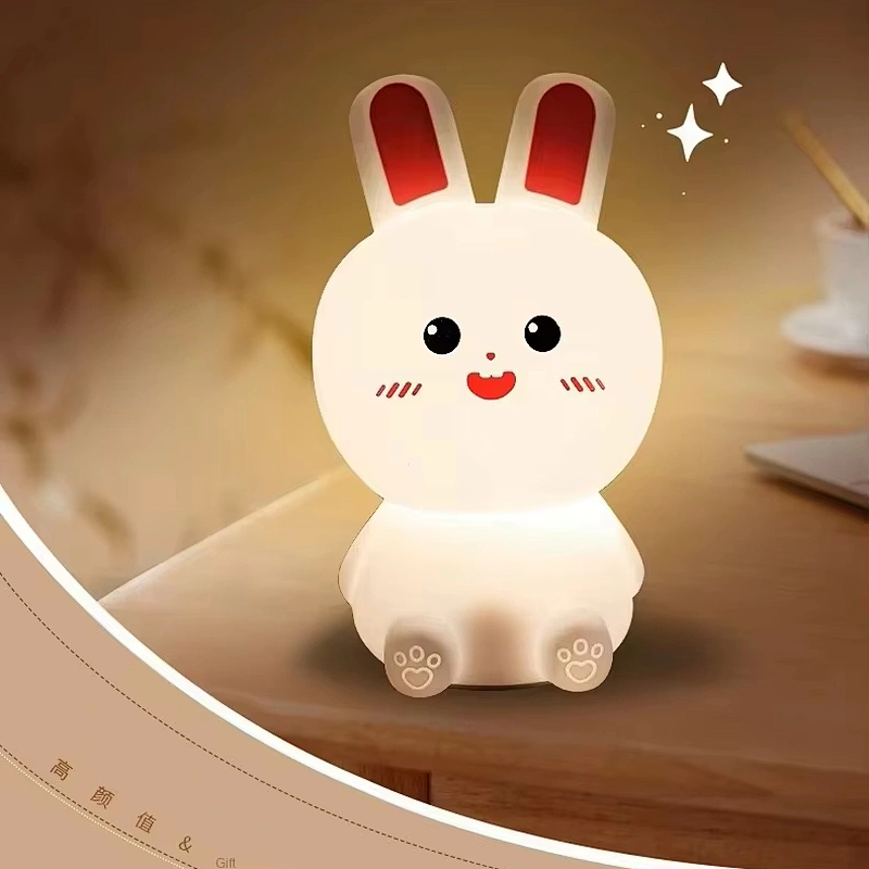 Kawaii Rabbit Kids Baby Bed Room Nursing Toy Gift Bedside Table Lamp Tap Light Desk Decoration Modern Design Night Lights