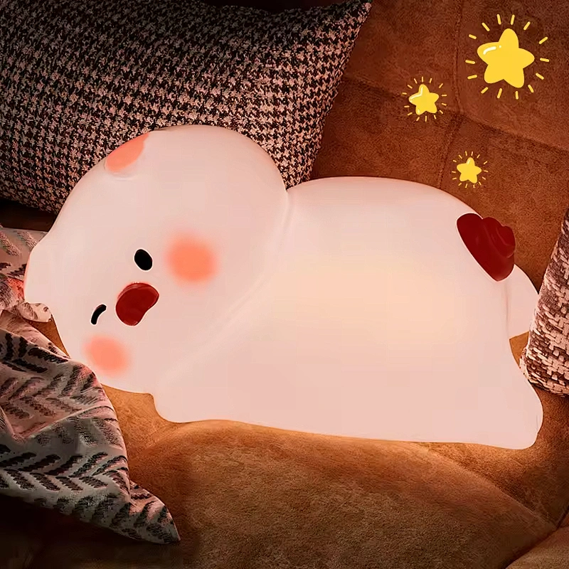 Cute Pig Kids Silicone Gift Animal Tap Control Bedroom Bedside Table Lamp Unique Decoration Desk Lights Children Night Light