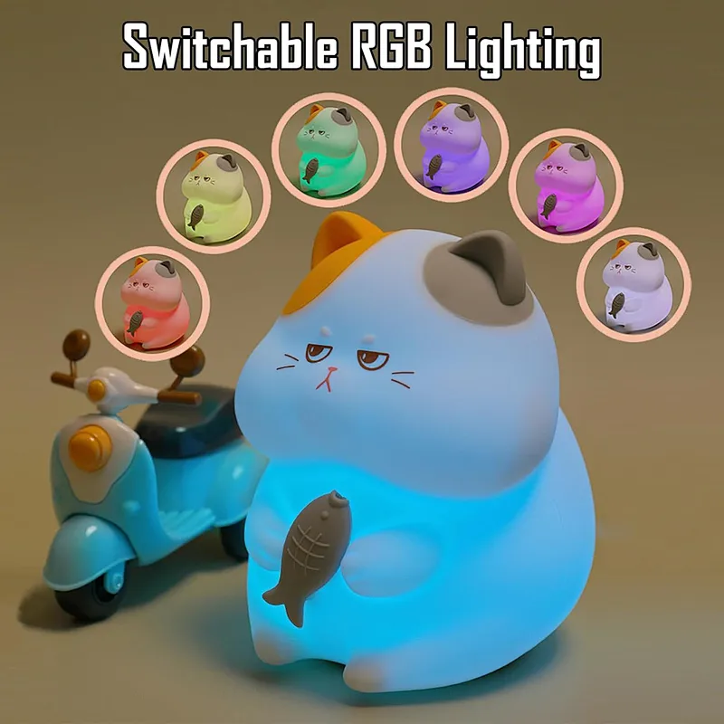 Cute Gift Animal Shaped Lights Cat Silicone Child Desk Lamp USB Table Lamp Light Kids Night Light for Bed Room Decoration