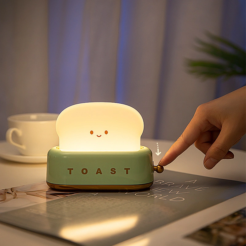 Cute Kawaii Bread Toast Lamp for Kids' Nursery Modern LED Night Light with Auto Shutoff Birthday Gift Teen Girls Bedroom Decor