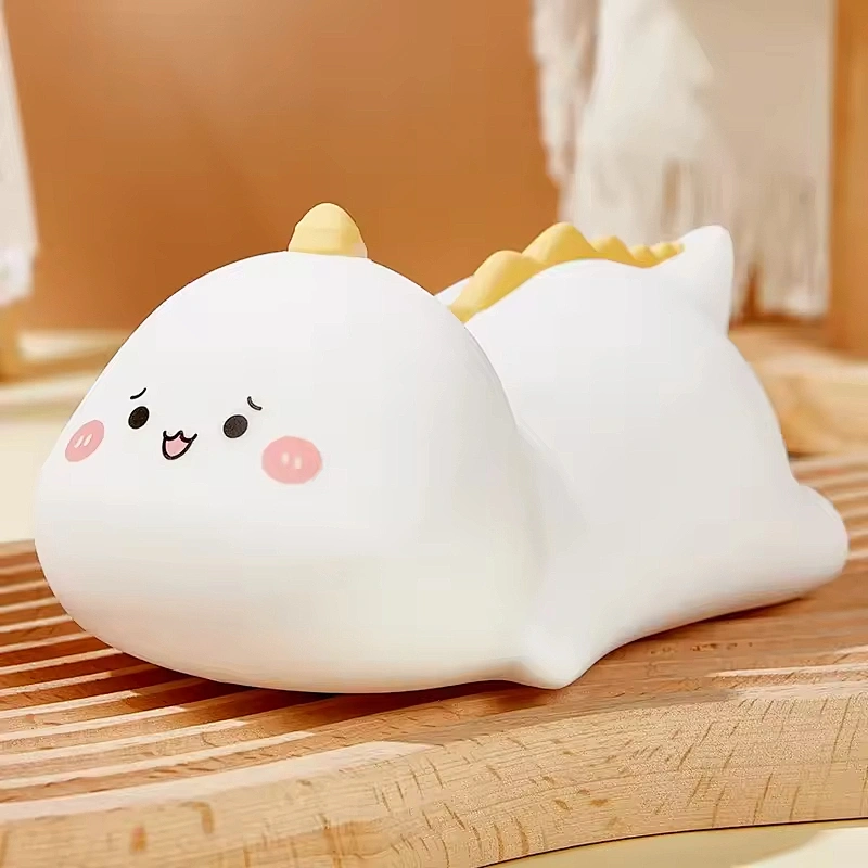 Cute Animal Dinosaur Tap Pat Rabbit Silicone Desk Lamp Bedside Nursing Baby Kids Night Light for Bedroom