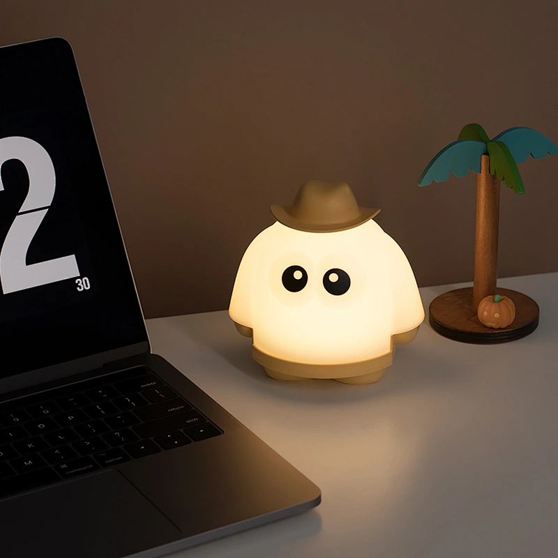Halloween Home Room Decoration Ghost Unique Lights Cute Silicon Children Touch Smart Bedside USB Led Battery Night Light Lamp