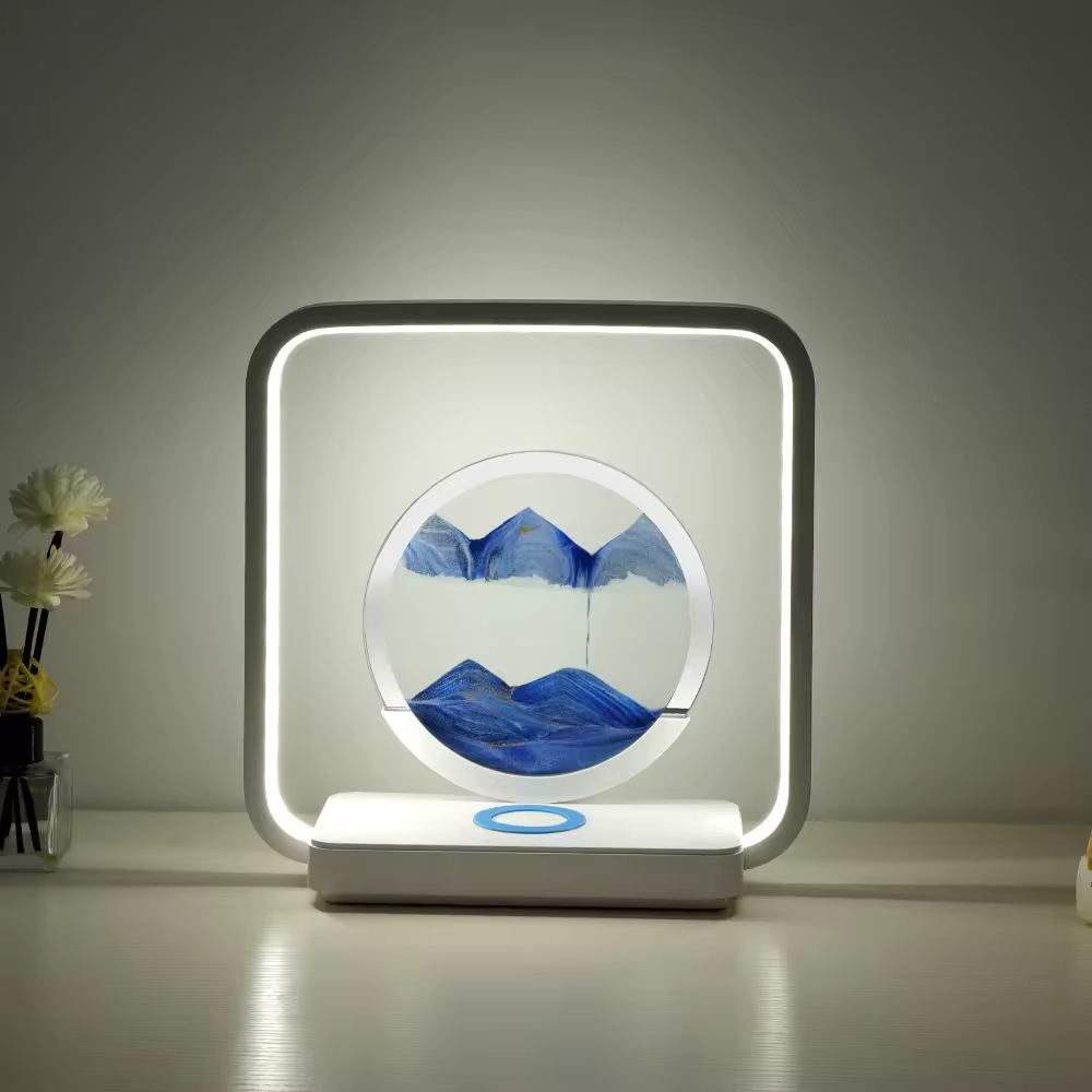 Unique Hourglass Design 15W Wireless Charger Home Decoration Desk Lights Lamp Smart Night Light for Bedroom