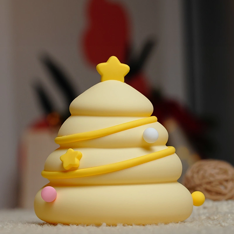 Factory Direct Sales Cute Christmas Tree LED Night Light Soft Silicone Mini Lamp for Kids' Sleep Home Use Christmas Gifts
