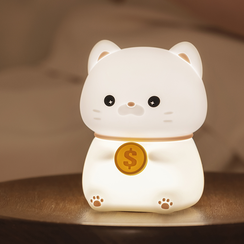 Kids Baby Toy Gift Led Night Lamp Pat Silicone USB Rechargeable Bedroom Night Light Cute Cat Clamp Lamp Light for Kids