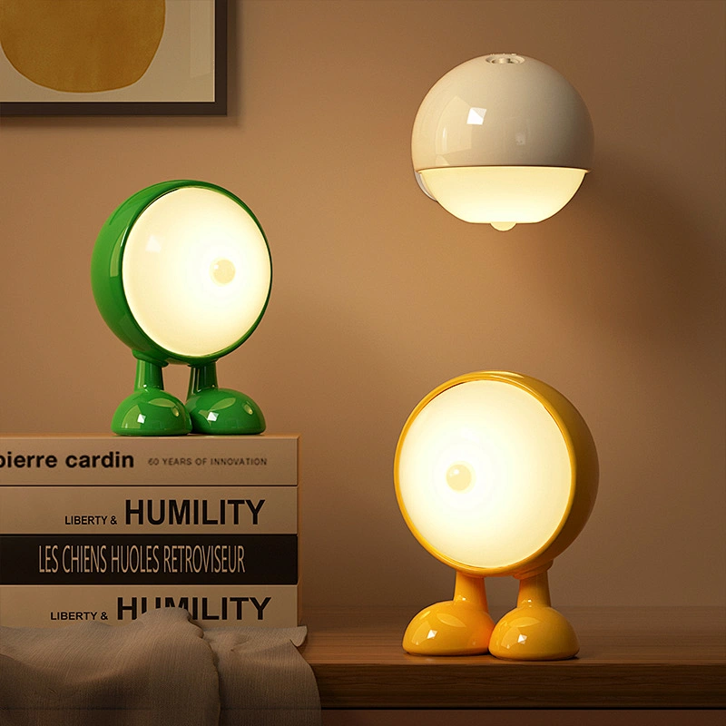 ICARER FAMILY Modern Mini LED Night Light Big Eyes Rechargeable 5V USB Switch Touch Power Generation Warm Duck Shape Bedroom