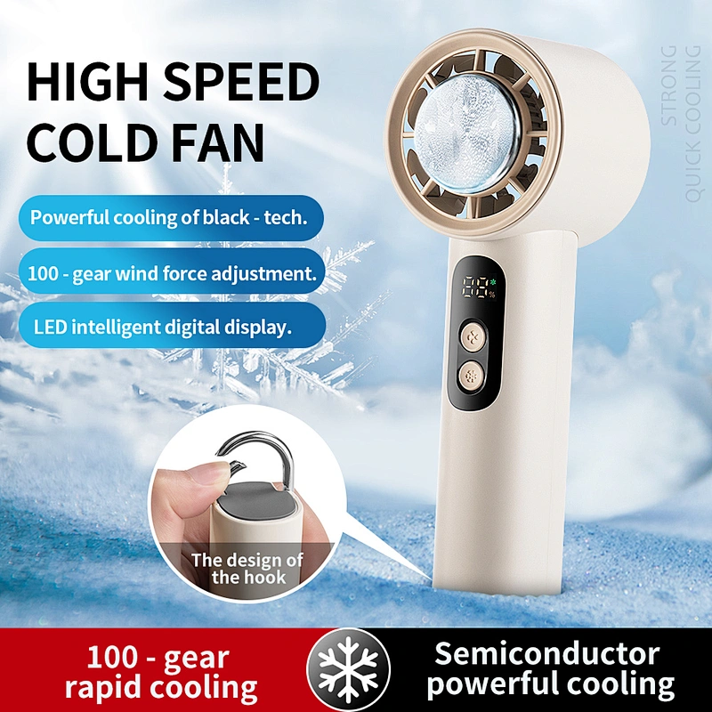 2025 Unique Digital Display High Speed Rechargeable Mini Cooling Standing Fan Portable Handheld Fan with Hook