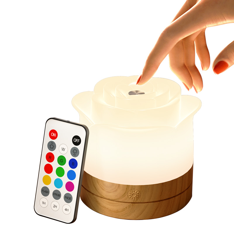 LED Night Light Rose Mini Desk Lamp for Home Children Gift