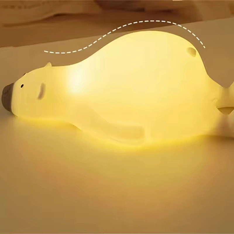 Cute Bear Silicone Night Light for Baby Kids Touch Control LED Nursery Lamp with Eye Protection Light for Kids
