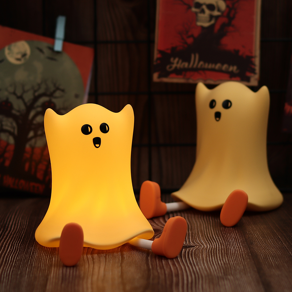 Touch Light Ghost Silicone LED Night Light Cute Rechargeable Lamp for Desk and Bedroom
