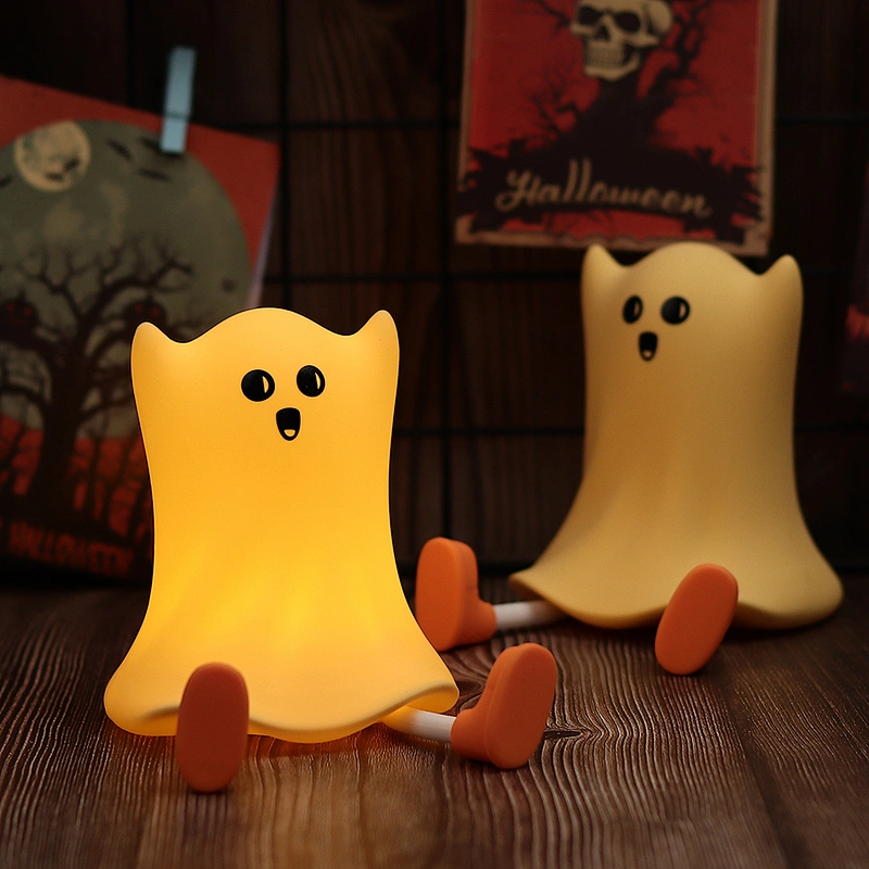 Touch Light Ghost Silicone LED Night Light Cute Rechargeable Lamp for Desk and Bedroom