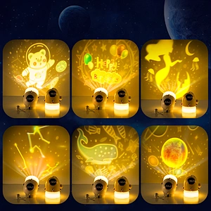 Smart Night Light Rocket-Shape Alarm Clock Cute Cartoon Night Light LED Atmosphere Night Projection Light