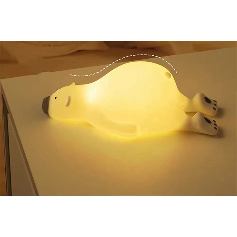 Kawaii Bear Soft Silicone Tap Control Dimmable Touch Table Phone Holder Lamp Kids Night Light for Children Baby Gift