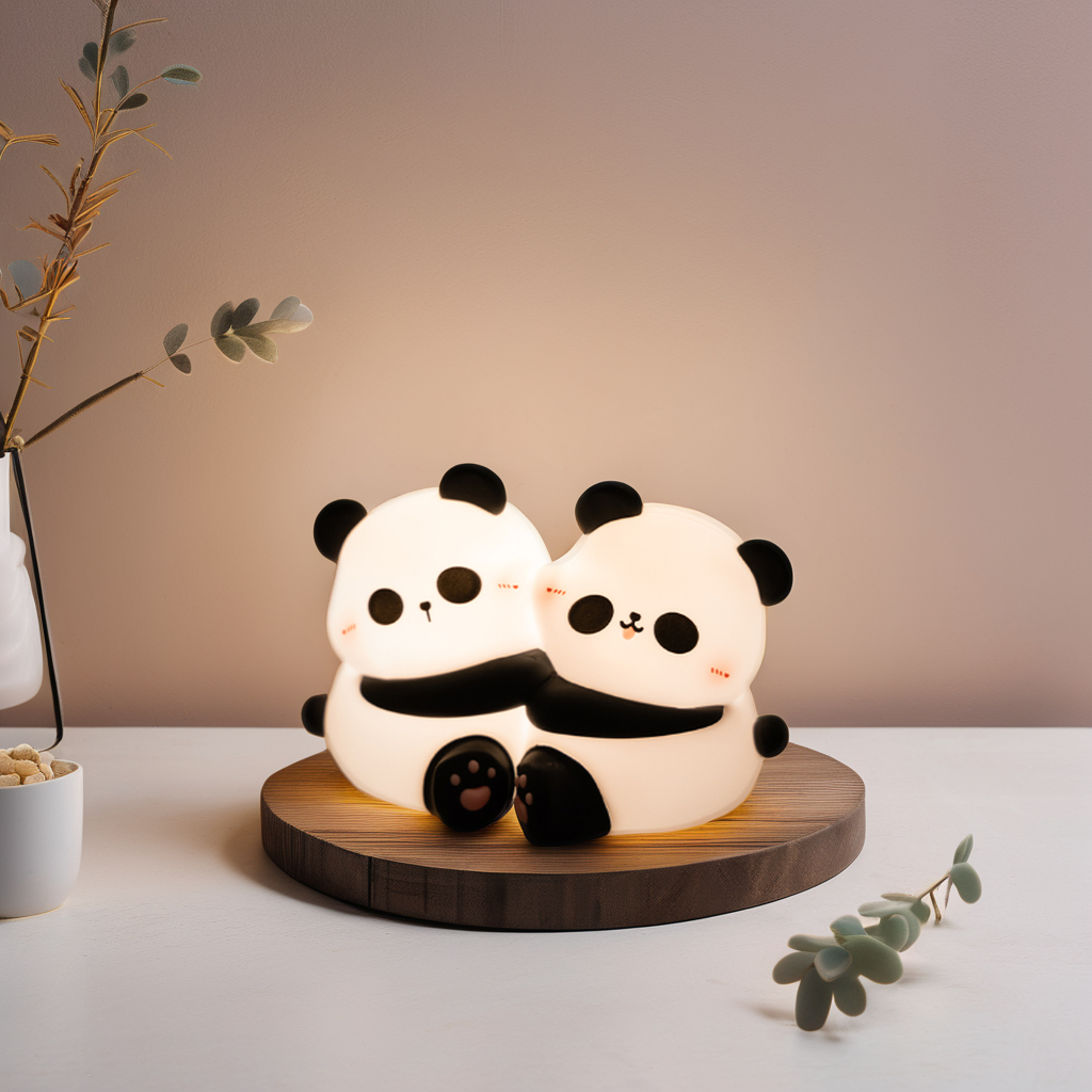 Cute Panda Silicone Pat Sensor Touch Led Rechargeable Bed Night Light Lamp for Kids Baby Children Bedroom