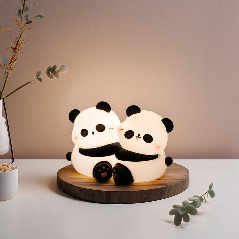 Cute Panda Silicone Pat Sensor Touch Led Rechargeable Bed Night Light Lamp for Kids Baby Children Bedroom