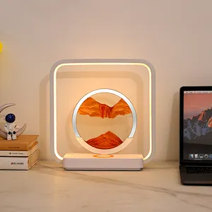 Modern Home Decoration 3D Dynamic Quicksand Painting Night Lamp Indoor Lighting with Wireless Charging ABS Body Sand Lighting