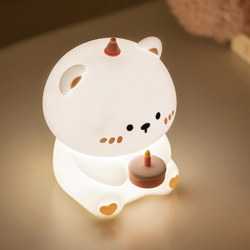 The Silicone Cake Bear Patted the Night Light Cute Timing Three Levels Dimming with Holiday Gift Bedroom Atmosphere Light
