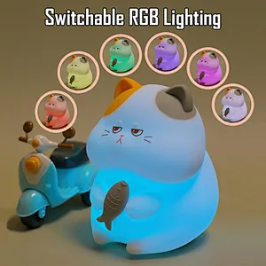 Hot Sale Cute Silicone Cat Lamp Night Light for Kids Mini USB Rechargeable Touch Sensor LED Night Light Bedroom