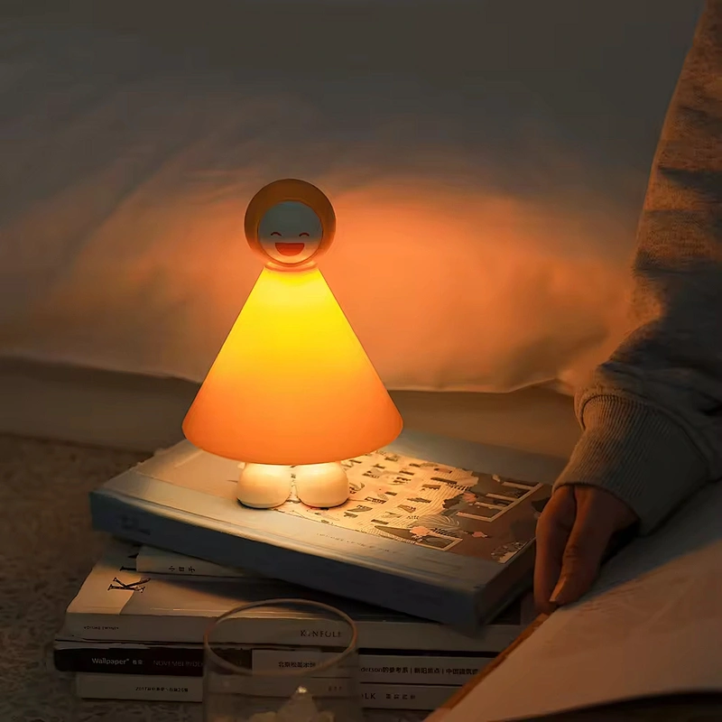 Modern Kawaii LED Bedside Night Light Lamp USB Rechargeable Warm Atmosphere Light for Bedroom and Home Touch Power Generation
