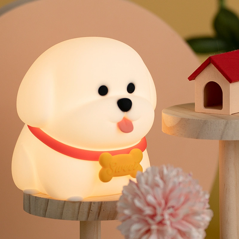 Modern 7 Color Changing LED Nightlight Silicone Puppy Design Dog Lamp Kids' Nursery Bedroom Custom Night Light Home Use