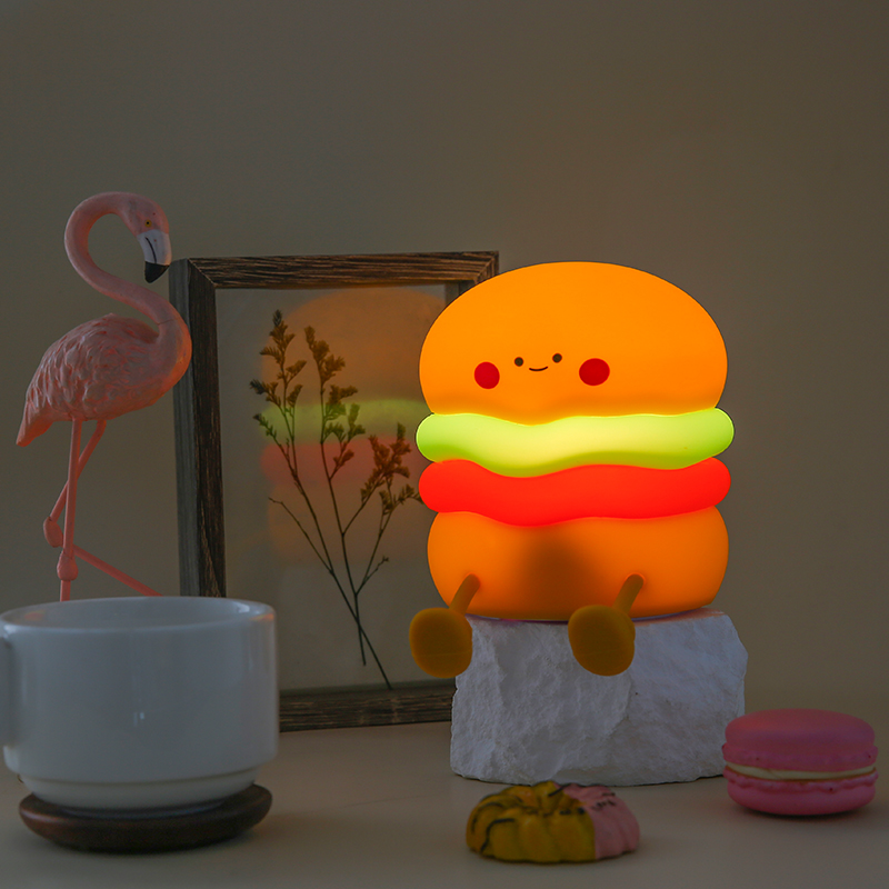 Modern Lighting Hamburger Shape Phone Holder Anime Cute Gift Bedroom Led Light Room Mood Desk Lamp for Kids Baby Children