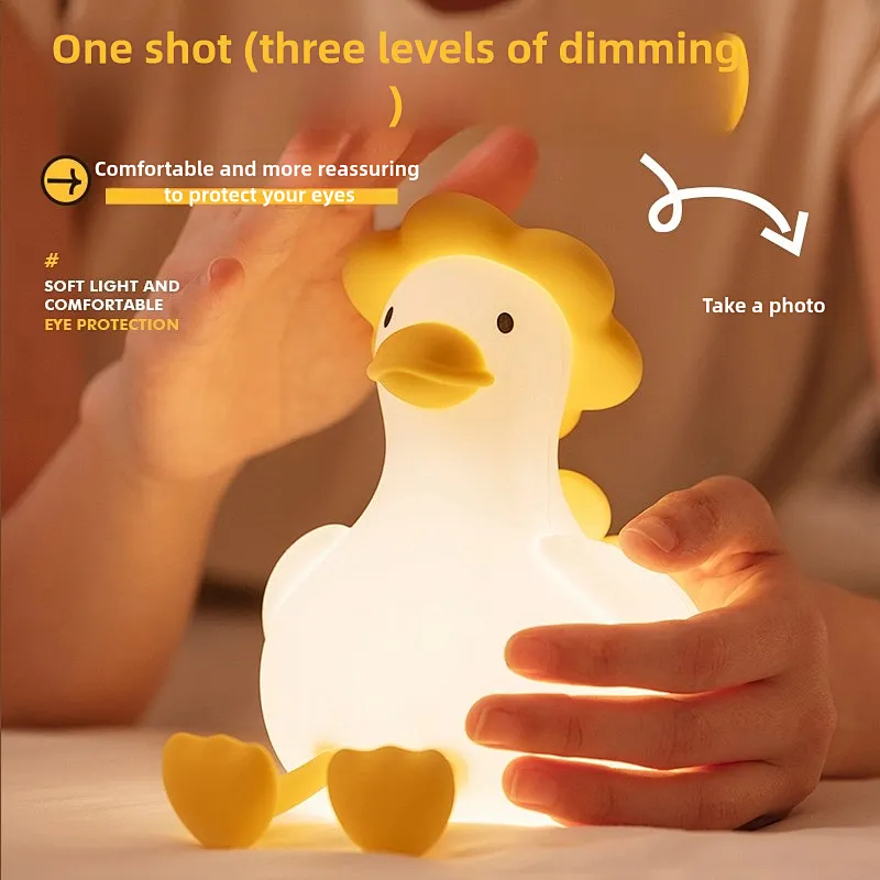 Cute Soft Silicone Duck Night Lamp for Kids Portable Rechargeable LED Light Source Home Decor Bedside Lamp for Bedroom Nursery